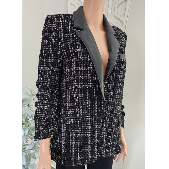 Generation Love Black Lexi Vegan Leather Combo Tweed Blazer - Picture 4 of 12